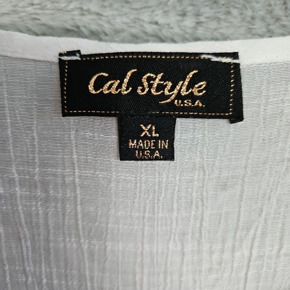 Cal Style Tunic Sz XL Rayon poly lined embroidery USA sleeveless - Picture 2 of 9